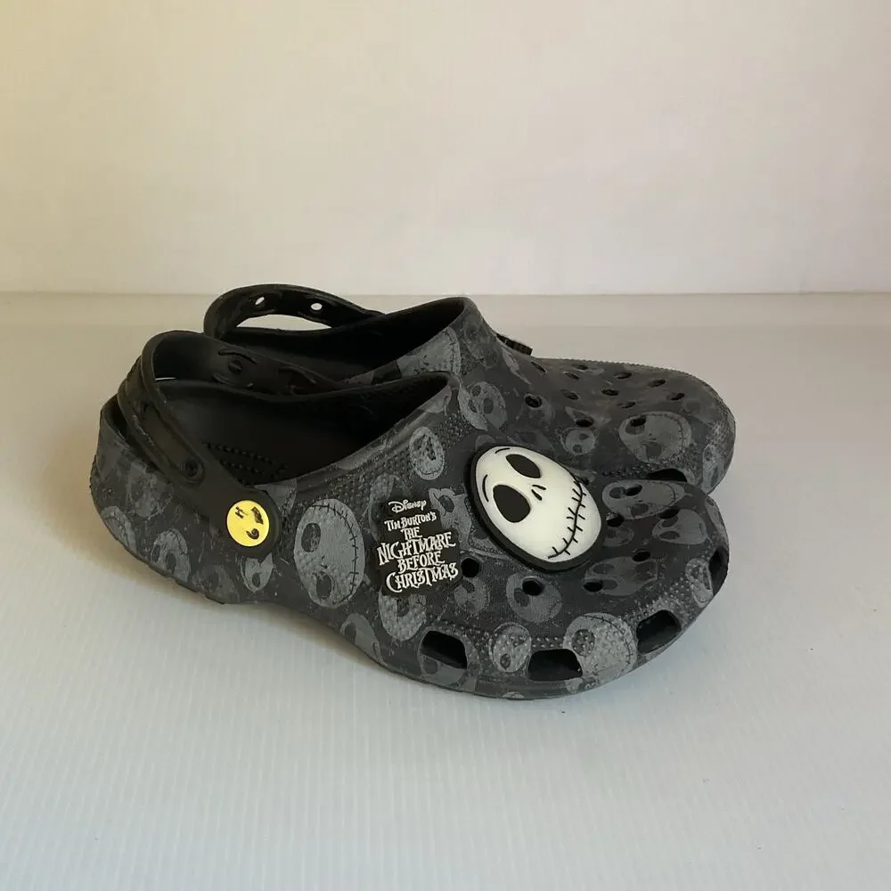 Crocs Disney Nightmare Before Christmas Jack Skellington Clogs M6 W8 Black Rare